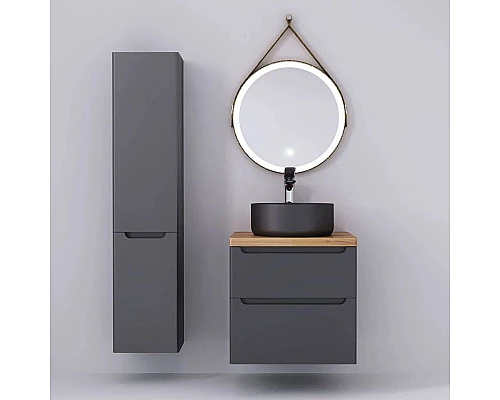 Купить Тумба серый матовый 60 см Jorno Wood Wood.01.60/P/GR + Wood.06.60/LW в магазине сантехники Santeh-Crystal.ru