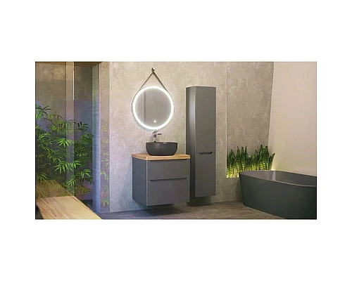 Купить Тумба серый матовый 60 см Jorno Wood Wood.01.60/P/GR + Wood.06.60/LW в магазине сантехники Santeh-Crystal.ru