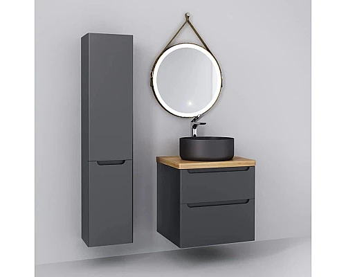 Купить Тумба серый матовый 60 см Jorno Wood Wood.01.60/P/GR + Wood.06.60/LW в магазине сантехники Santeh-Crystal.ru