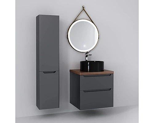 Приобрести Тумба серый матовый 60 см Jorno Wood Wood.01.60/P/GR + Wood.06.60/DW в магазине сантехники Santeh-Crystal.ru