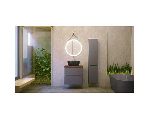 Приобрести Тумба серый матовый 60 см Jorno Wood Wood.01.60/P/GR + Wood.06.60/DW в магазине сантехники Santeh-Crystal.ru