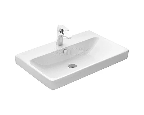 Приобрести Тумба с раковиной белый глянец/дуб рустикальный 70,5 см Акватон Сканди 1A2518K0SDZ90 в магазине сантехники Santeh-Crystal.ru