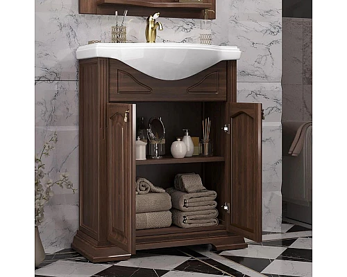 Приобрести Тумба с раковиной орех антикварный 66 см Opadiris Риспекто в магазине сантехники Santeh-Crystal.ru