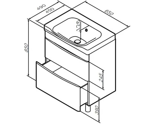 Приобрести Тумба с раковиной белый глянец 65 см Am.Pm Like M80FSX0652WG + M80WCC0652WG в магазине сантехники Santeh-Crystal.ru
