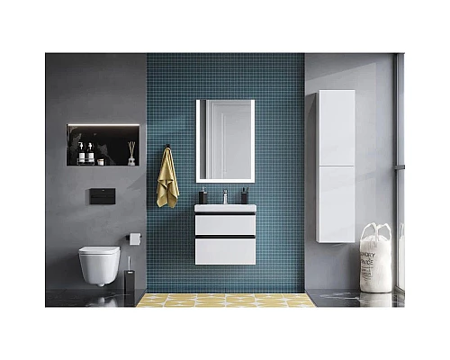 Купить Тумба с раковиной белый глянец 60 см Roca Domi 857532806 + 3279A8000 в магазине сантехники Santeh-Crystal.ru