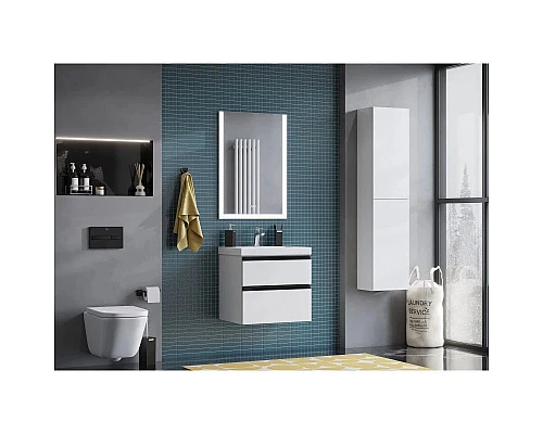 Купить Тумба с раковиной белый глянец 60 см Roca Domi 857532806 + 3279A8000 в магазине сантехники Santeh-Crystal.ru