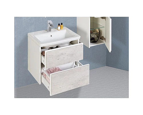 Приобрести Комплект мебели бетон/белый матовый 70 см Roca Ronda ZRU9303003 + 327471000 + ZRU9303008 в магазине сантехники Santeh-Crystal.ru