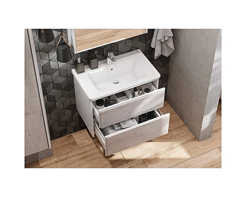 Приобрести Комплект мебели бетон/белый матовый 70 см Roca Ronda ZRU9303003 + 327471000 + ZRU9303008 в магазине сантехники Santeh-Crystal.ru