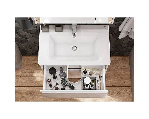 Приобрести Комплект мебели бетон/белый матовый 70 см Roca Ronda ZRU9303003 + 327471000 + ZRU9303008 в магазине сантехники Santeh-Crystal.ru