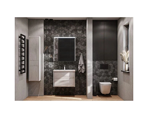 Приобрести Тумба с раковиной бетон/белый матовый 70 см Roca Ronda ZRU9303003 + 327471000 в магазине сантехники Santeh-Crystal.ru