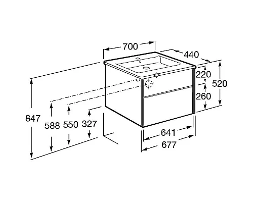 Приобрести Комплект мебели белый глянец/антрацит 70 см Roca Ronda ZRU9302964 + 327471000 + ZRU9302969 в магазине сантехники Santeh-Crystal.ru