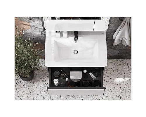 Приобрести Тумба с раковиной белый глянец/антрацит 70 см Roca Ronda ZRU9302964 + 327471000 в магазине сантехники Santeh-Crystal.ru