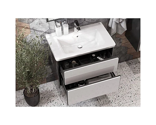 Приобрести Тумба с раковиной белый глянец/антрацит 70 см Roca Ronda ZRU9302964 + 327471000 в магазине сантехники Santeh-Crystal.ru