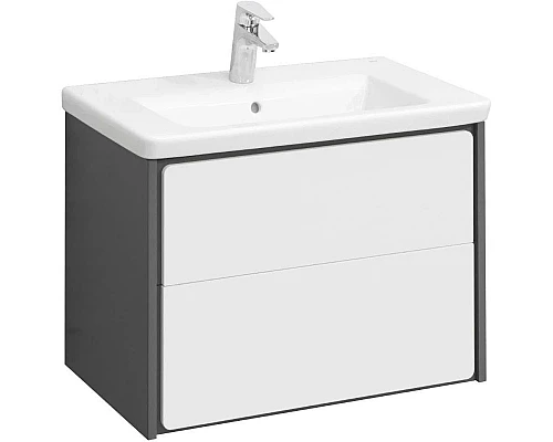 Заказать Тумба с раковиной белый глянец/антрацит 60 см Roca Ronda ZRU9302963 + 327472000 в магазине сантехники Santeh-Crystal.ru