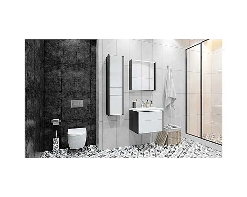 Заказать Тумба с раковиной белый глянец/антрацит 60 см Roca Ronda ZRU9302963 + 327472000 в магазине сантехники Santeh-Crystal.ru