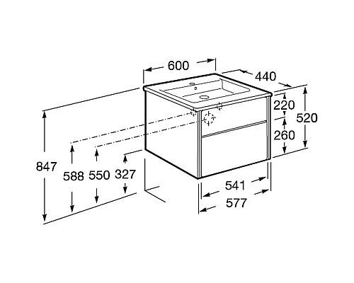 Купить Комплект мебели бетон/белый матовый 60 см Roca Ronda ZRU9303002 + 327472000 + ZRU9303007 в магазине сантехники Santeh-Crystal.ru