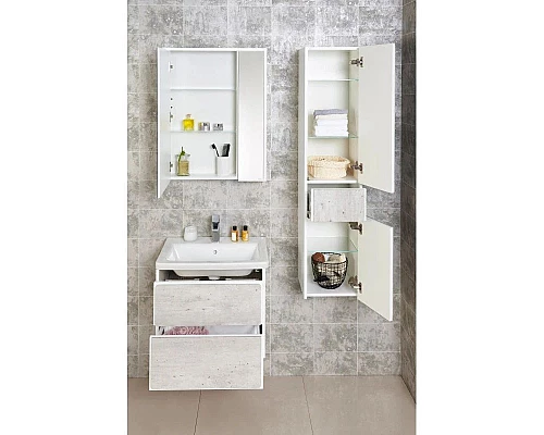 Купить Комплект мебели бетон/белый матовый 60 см Roca Ronda ZRU9303002 + 327472000 + ZRU9303007 в магазине сантехники Santeh-Crystal.ru