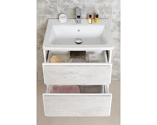 Купить Комплект мебели бетон/белый матовый 60 см Roca Ronda ZRU9303002 + 327472000 + ZRU9303007 в магазине сантехники Santeh-Crystal.ru