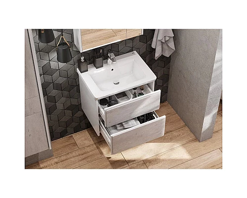 Купить Комплект мебели бетон/белый матовый 60 см Roca Ronda ZRU9303002 + 327472000 + ZRU9303007 в магазине сантехники Santeh-Crystal.ru