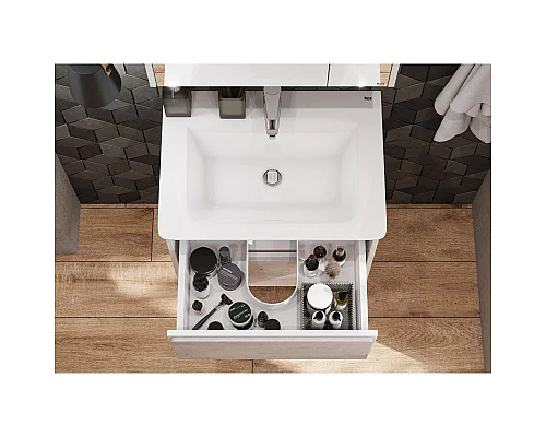 Заказать Тумба с раковиной бетон/белый матовый 60 см Roca Ronda ZRU9303002 + 327472000 в магазине сантехники Santeh-Crystal.ru