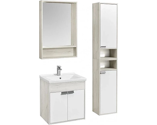 Заказать Тумба с раковиной белый глянец/дуб крафт 60 см Акватон Флай 1A2373K0FAX10 в магазине сантехники Santeh-Crystal.ru