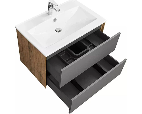 Заказать Комплект мебели графит софт/дуб веллингтон 75 см Акватон Сохо 1A258101AJA00 + 1WH501619 + 1A258302AJA0L в магазине сантехники Santeh-Crystal.ru