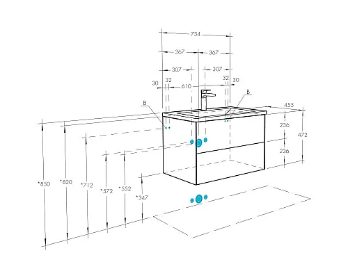 Купить Тумба с раковиной графит софт/дуб веллингтон 75 см Акватон Сохо 1A2581K1AJA00 в магазине сантехники Santeh-Crystal.ru