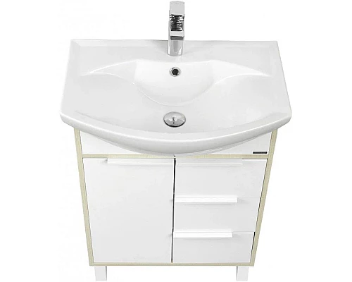 Заказать Комплект мебели белый глянец/ясень фабрик 65 см Акватон Рико 1A213301RIB90 + 1WH207782 + 1A215202RIB90 в магазине сантехники Santeh-Crystal.ru