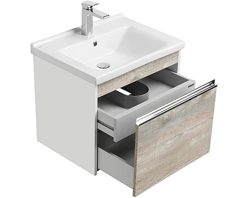 Приобрести Комплект мебели белый глянец/бетон пайн 60 см Акватон Капри 1A230101KPDA0 + 1WH302421 + 1A230302KPDA0 в магазине сантехники Santeh-Crystal.ru