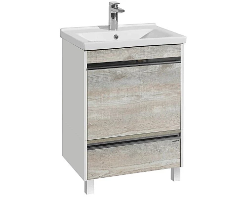 Приобрести Комплект мебели белый глянец/бетон пайн 60 см Акватон Капри 1A230101KPDA0 + 1WH302421 + 1A230302KPDA0 в магазине сантехники Santeh-Crystal.ru