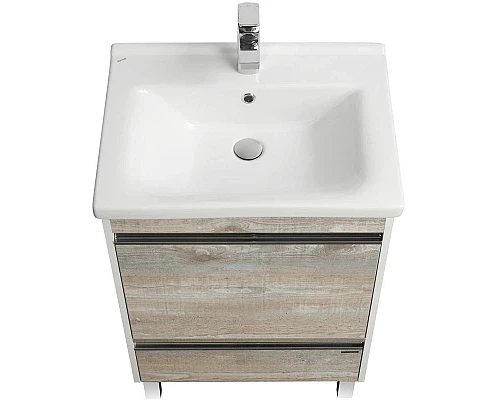 Приобрести Комплект мебели белый глянец/бетон пайн 60 см Акватон Капри 1A230101KPDA0 + 1WH302421 + 1A230302KPDA0 в магазине сантехники Santeh-Crystal.ru