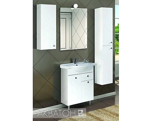 Купить Комплект мебели белый глянец 66 см Акватон Лиана 1A165801LL010 + 1WH109651 + 1A166102LL010 в магазине сантехники Santeh-Crystal.ru