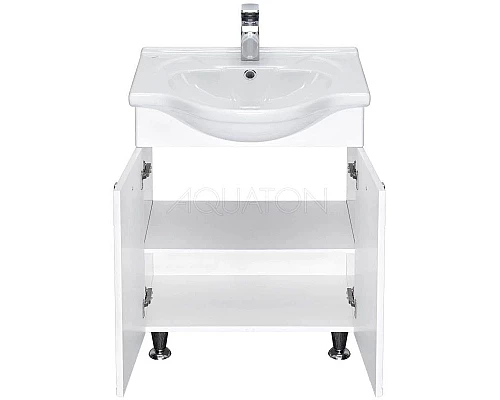 Заказать Комплект мебели белый глянец 66 см Акватон Лиана 1A165701LL010 + 1WH109651 + 1A166202LL01R в магазине сантехники Santeh-Crystal.ru