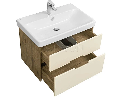 Приобрести Комплект мебели бежевый/дуб веллингтон 70,5 см Акватон Оливия 1A254301OLVG0 + 1WH501628 + 1A256502A1010 в магазине сантехники Santeh-Crystal.ru