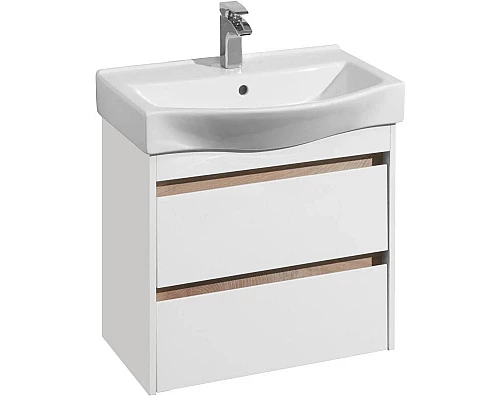 Приобрести Тумба с раковиной белый глянец/дуб эндгрейн 65 см Акватон Нортон 1A2488K0NT010 в магазине сантехники Santeh-Crystal.ru