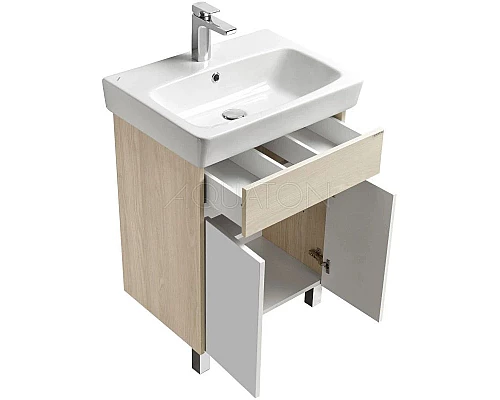 Заказать Комплект мебели белый глянец/ясень фабрик 60 см Акватон Верди 1A207701VDAV0 + 1WH302186 + 1A206902VDAV0 в магазине сантехники Santeh-Crystal.ru