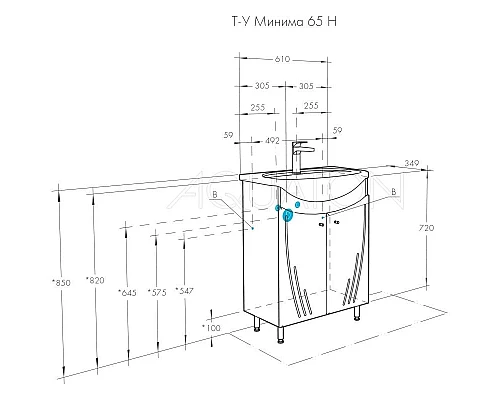 Купить Комплект мебели белый глянец 66,5 см Акватон Минима 1A104201MN010 + 1WH110174 + 1A000502MN010 в магазине сантехники Santeh-Crystal.ru