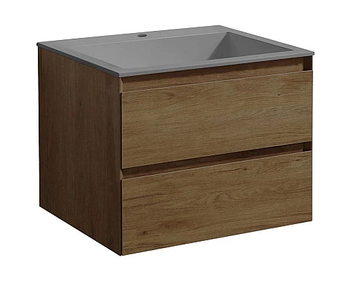 Заказать Комплект мебели дуб табачный 60 см Vincea Luka VMC-2L600TO + VCB-13600G + VLM-2J600 в магазине сантехники Santeh-Crystal.ru