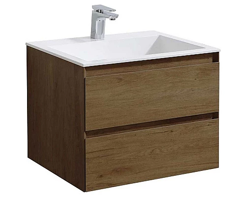 Приобрести Тумба с раковиной дуб табачный 60 см Vincea Luka VMC-2L600TO + VCB-13600W в магазине сантехники Santeh-Crystal.ru