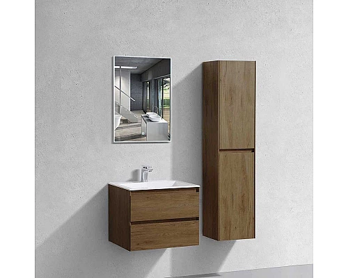 Купить Комплект мебели дуб табачный 60 см Vincea Luka VMC-2L600TO + VCB-13600W + VLM-2J600 в магазине сантехники Santeh-Crystal.ru