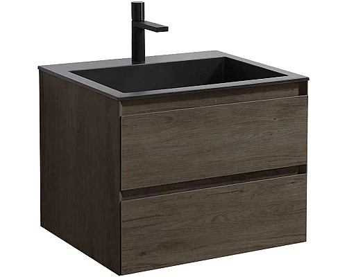 Приобрести Тумба с раковиной темный дуб 60 см Vincea Luka VMC-2L600RO + VCB-13600B в магазине сантехники Santeh-Crystal.ru