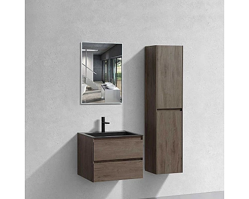 Приобрести Тумба с раковиной темный дуб 60 см Vincea Luka VMC-2L600RO + VCB-13600B в магазине сантехники Santeh-Crystal.ru