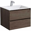 Тумба с раковиной темный дуб 60 см Vincea Luka VMC-2L600RO + VCB-13600W