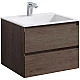 Купить Тумба с раковиной темный дуб 60 см Vincea Luka VMC-2L600RO + VCB-13600W в магазине сантехники Santeh-Crystal.ru