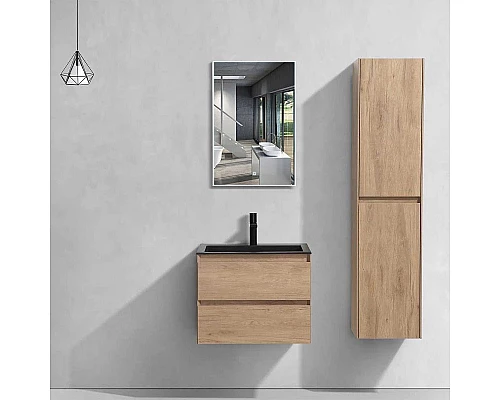 Купить Тумба с раковиной натуральный дуб 60 см Vincea Luka VMC-2L600NO + VCB-13600B в магазине сантехники Santeh-Crystal.ru