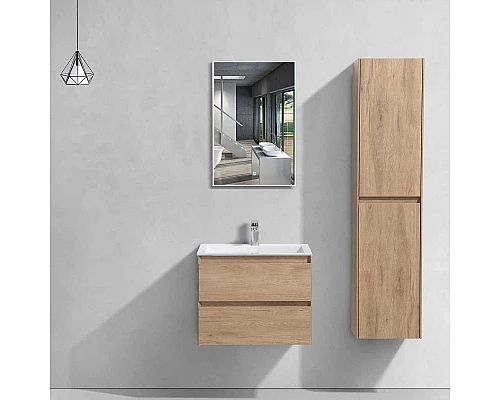 Приобрести Тумба с раковиной натуральный дуб 60 см Vincea Luka VMC-2L600NO + VCB-13600W в магазине сантехники Santeh-Crystal.ru