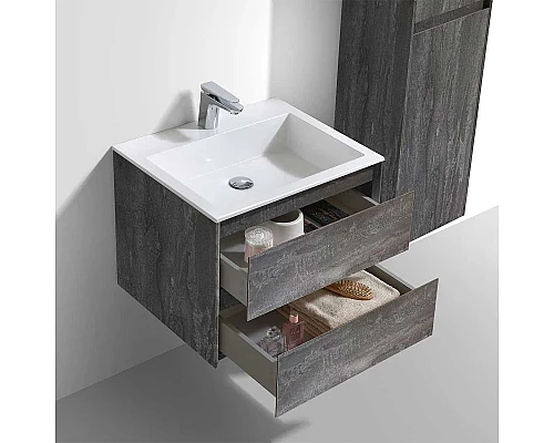 Заказать Комплект мебели серый камень 60 см Vincea Luka VMC-2L600GS + VCB-13600W + VLM-2J600 в магазине сантехники Santeh-Crystal.ru