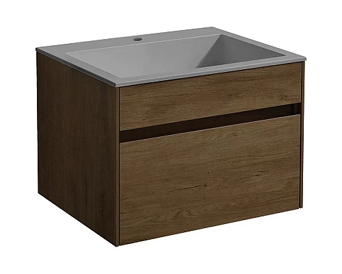 Заказать Тумба с раковиной дуб табачный 60 см Vincea Chiara VMC-2C600TO + VCB-13600G в магазине сантехники Santeh-Crystal.ru