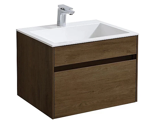 Приобрести Тумба с раковиной дуб табачный 60 см Vincea Chiara VMC-2C600TO + VCB-13600W в магазине сантехники Santeh-Crystal.ru