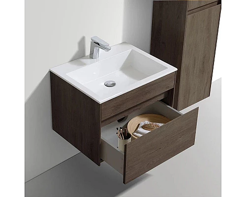 Заказать Комплект мебели темный дуб 60 см Vincea Chiara VMC-2C600RO + VCB-13600W + VLM-3VN600 в магазине сантехники Santeh-Crystal.ru